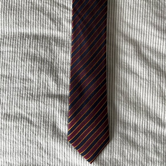 Simons Red Blue Gold Neck Tie 100% Silk - Picture 4 of 5